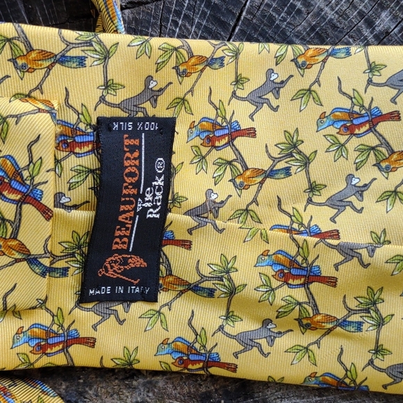 Beaufort Tie Rack vintage monkey and parrot print tie - Picture 3 of 4